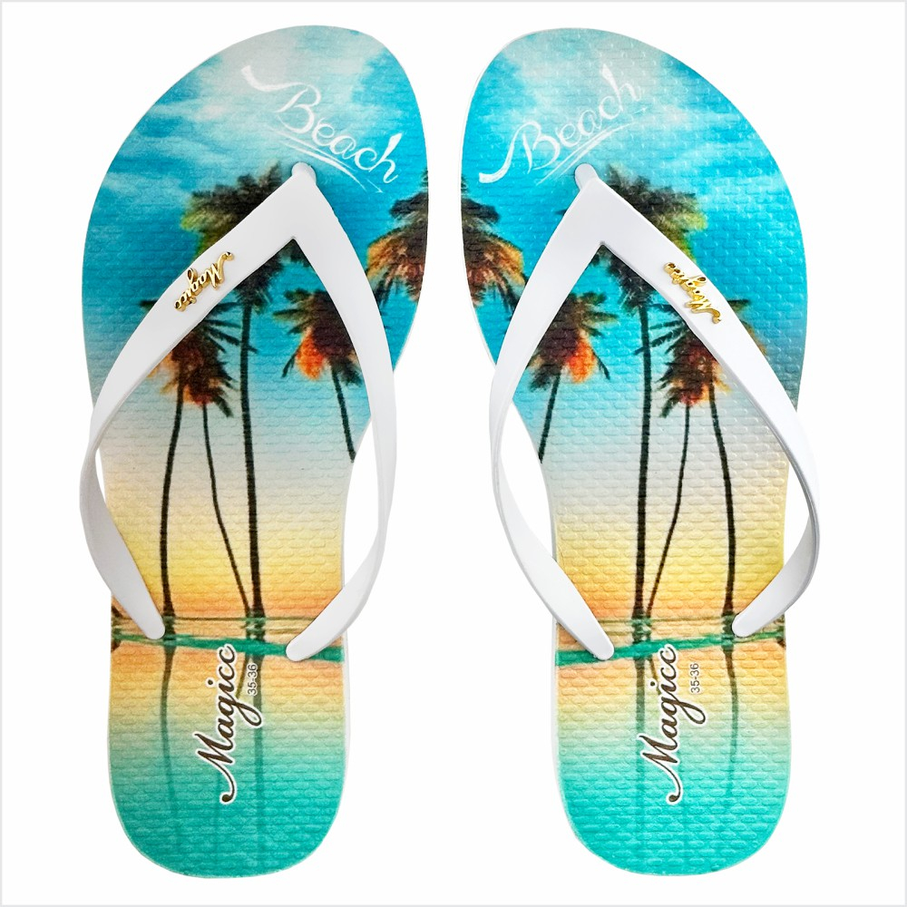 Chinelo Praia Feminino Adulto Sandália Slim Confortável Leve Antiderrapante Céu Azul, Magicc CH-082