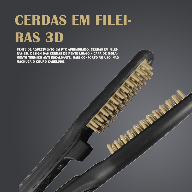 Chapinha Prancha alisadora e modeladora 3 EM 1 Cabelo liso escovado e modelado A Vapor Escova Chapinha De Cabelo Alisa A Vapor Morina 80w