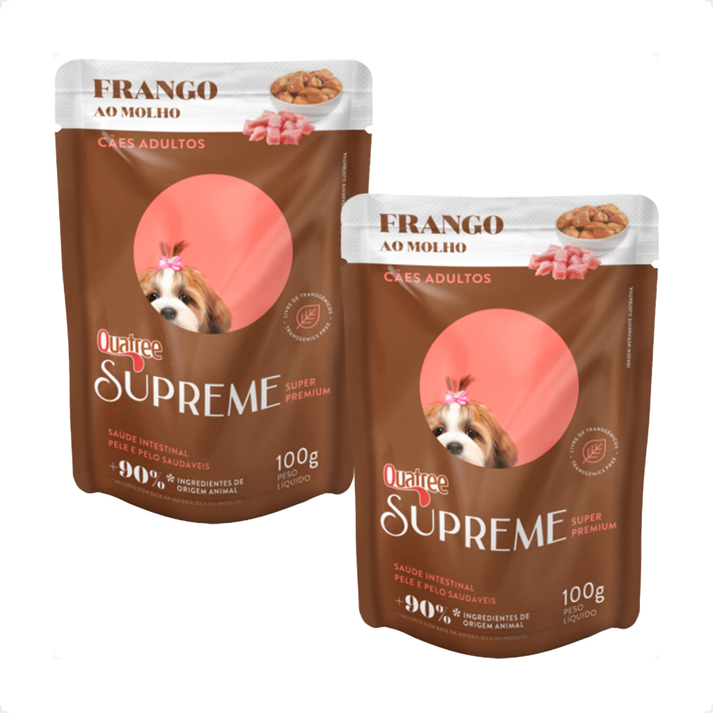 Kit 2 Quatree Supreme Sachê Cães Adultos Frango ao Molho - 100 g - Pets