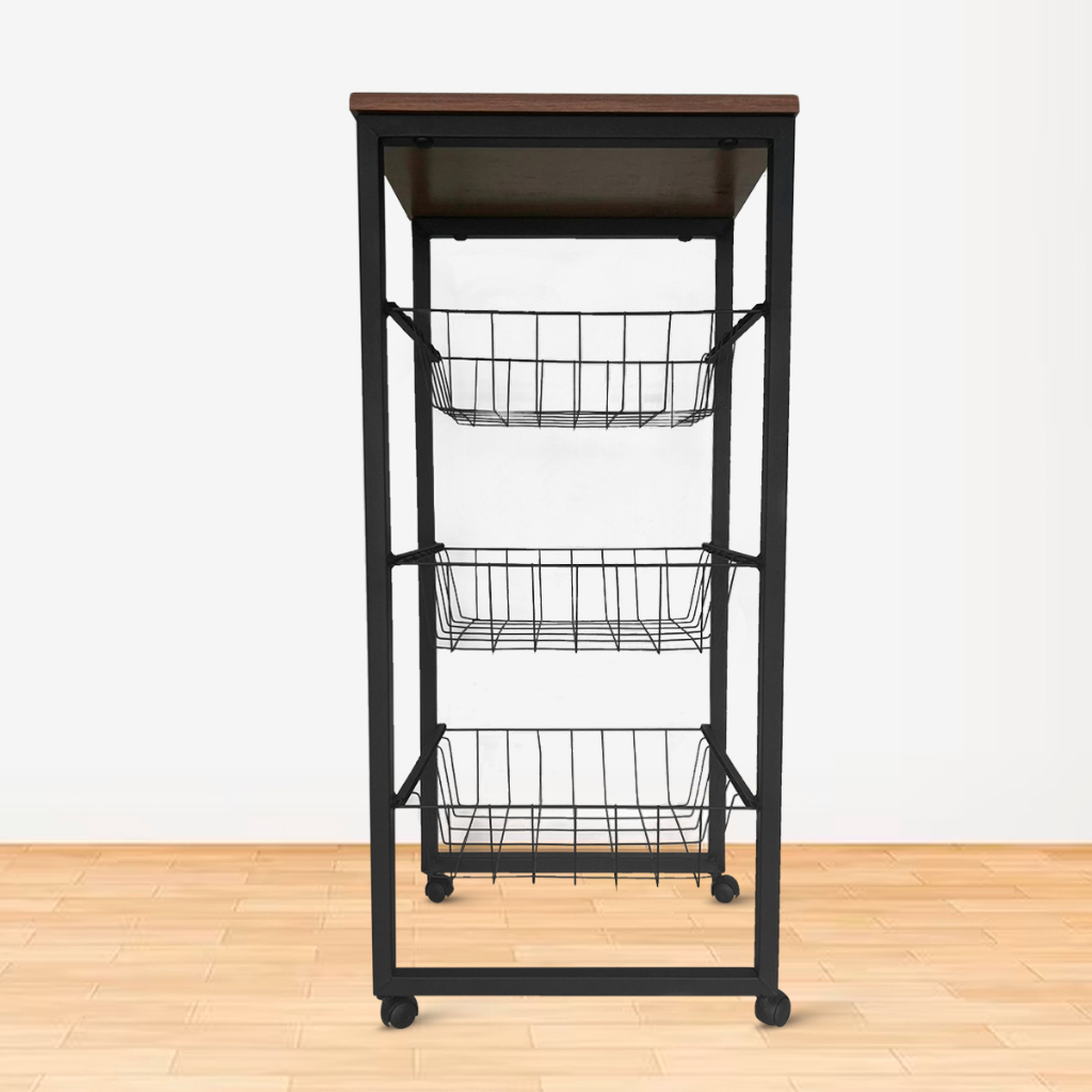 Fruteira De Chão Para Cozinha Em Mdf Aço