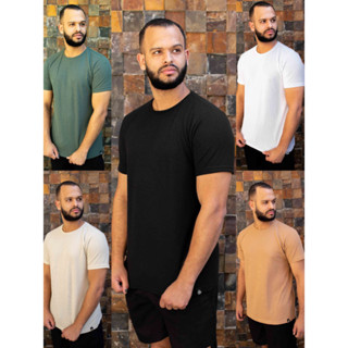Camiseta Masculina Malha Algodão Texturizada