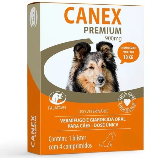 Canex Premiun Vermífugo 900mg Para Cães 10kg 4Comp