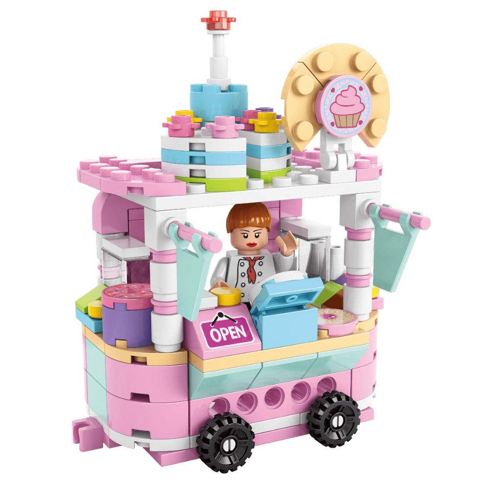 Blocos de Montar Food Truck Mega Compras Brinquedo Educativo Infantil, Construção Criativa Monta e Desmonta Colecionável - Mom & Baby