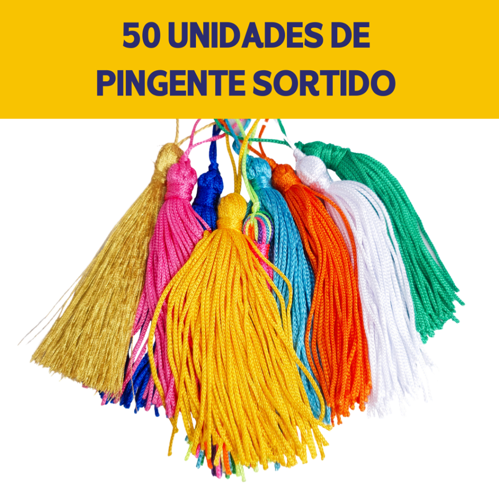 Pingente Tassel de Seda 7cm Sortido Para Artesanato 50 Uni | Ideal para Lembrancinhas e Decoração