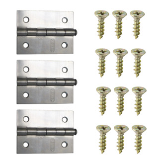 Dobradiça Porta Madeira 2 + 12 Parafusos - Kit 3 Unidades