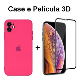 Case capinha IPhone 11 silicone aveludada com proteção de camera + pelicula de vidro 3D