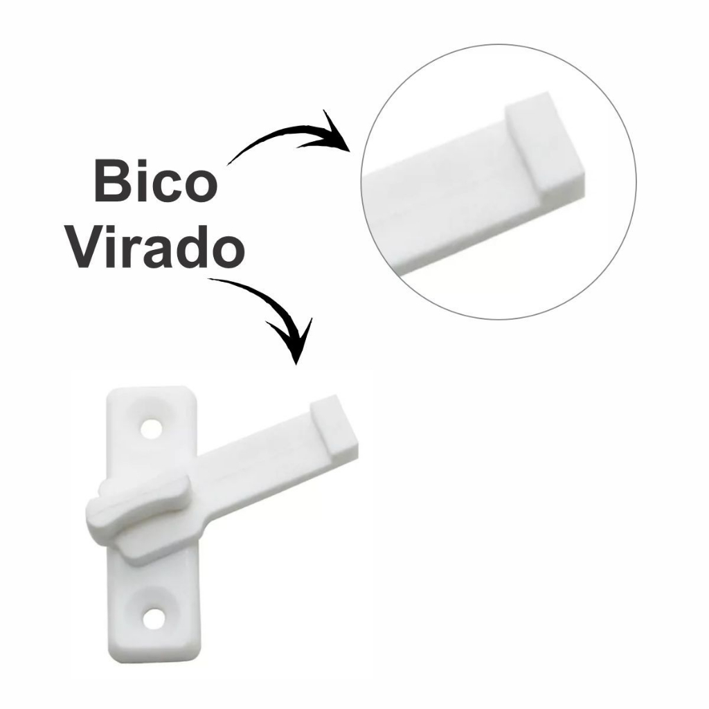 Kit 02 Fecho Plást. Para Porta Sanfonada C/ Parafusos Branco