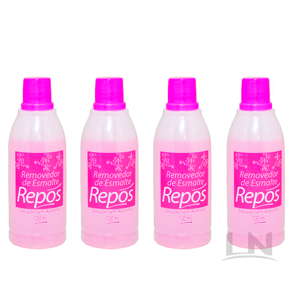 4 Removedores Esmalte 100ml Solução Sem Acetona Repos Cosméticos - 100 ml cada - Removedores de Esmaltes de unha