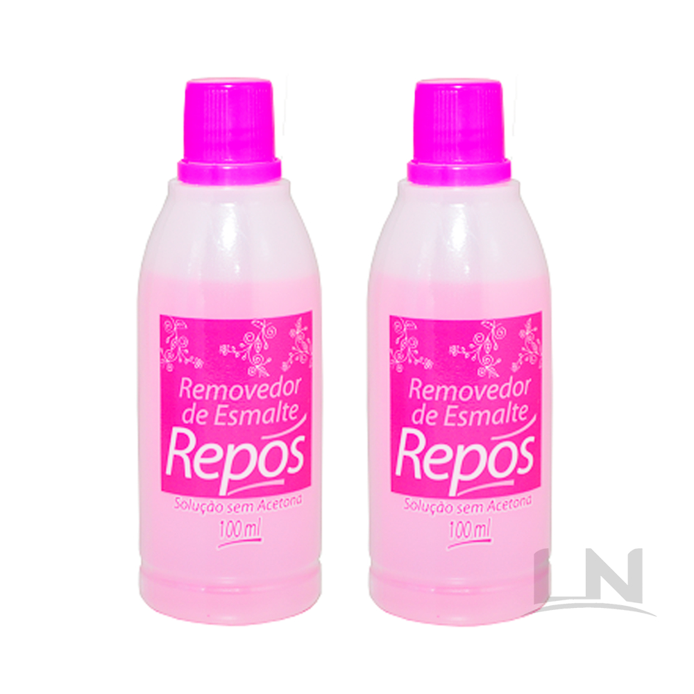 2 Removedores Esmalte 100ml Solução Sem Acetona Repos Cosméticos - 100 ml cada - Removedores de Esmaltes de unha
