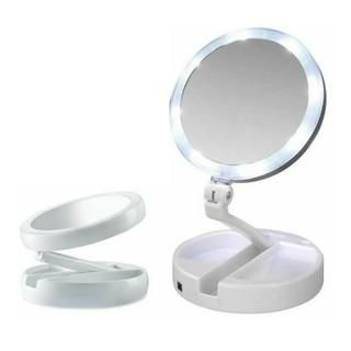 Espelho Articulável Maquiagem Led Iluminador Mesa Gira 360 Portátil Pilha USB Envio Imediato