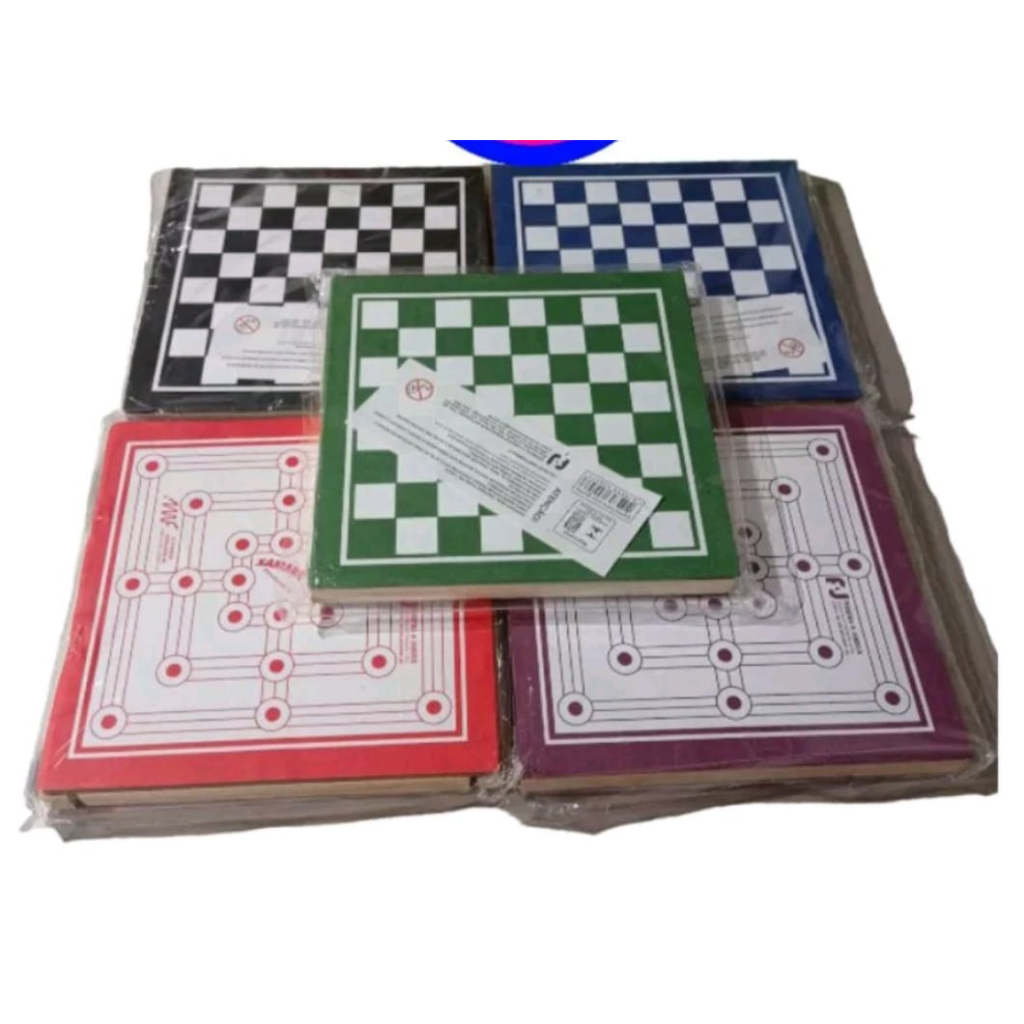 Jogo de Dama e Trilha 2 em 1 com compartimento para guardar as peças Jogo Tabuleiro de madeira divertido