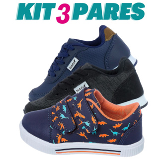 Kit 3 Pares de Tenis Infantil Menino Dinossauri e Jogging Escolar Kidstep em Oferta na Shopee