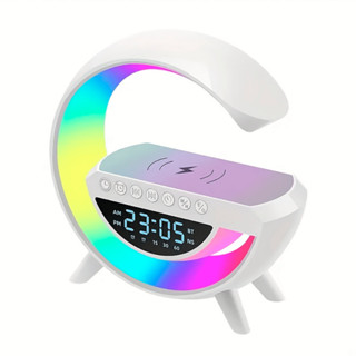 Luminária Rgb Caixa Som G Speaker Carregador Indução Relógio