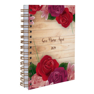 Agenda Personalizada 2024 Floral Rosas Madeira