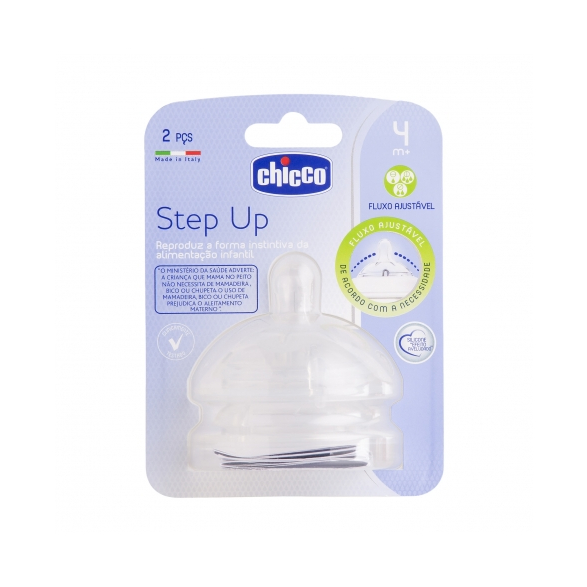 Kit Bico Mamadeira Step Up 4M+ Fluxo Ajustavél - Chicco - Mom & Baby