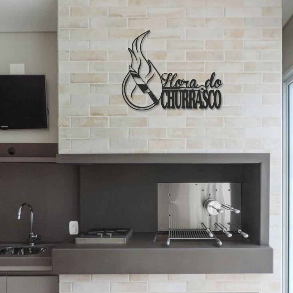 Cantinho do Churrasco Decoração Área de Churrasco Placa Decorativa Churrasqueira Quadro Decorativo Quadros Escultura para Parede Plaquinhas Decorativas Área Gourmet Decoração para Parede MDF 3mm Vazado Preto Fosco Branco Placa Personalizada