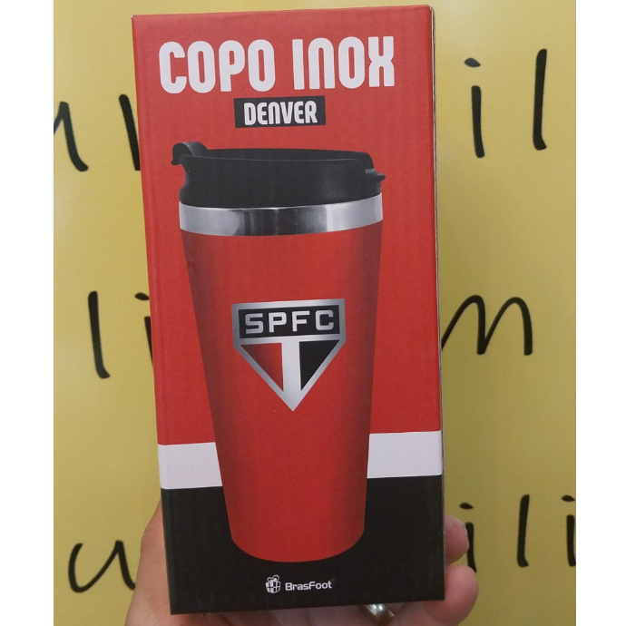 Copo térmico emborrachado 450ml Oficial do time São Paulo