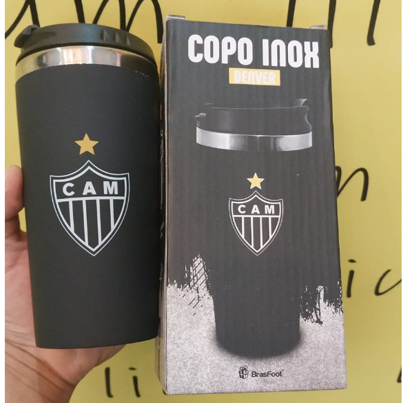 Copo térmico emborrachado 450ml Oficial do time Atlético Mineiro