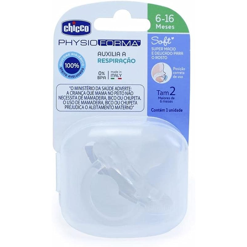 Chupeta Soft Transparente Sil Tam2. (6-16M) - Chicco - Mom & Baby
