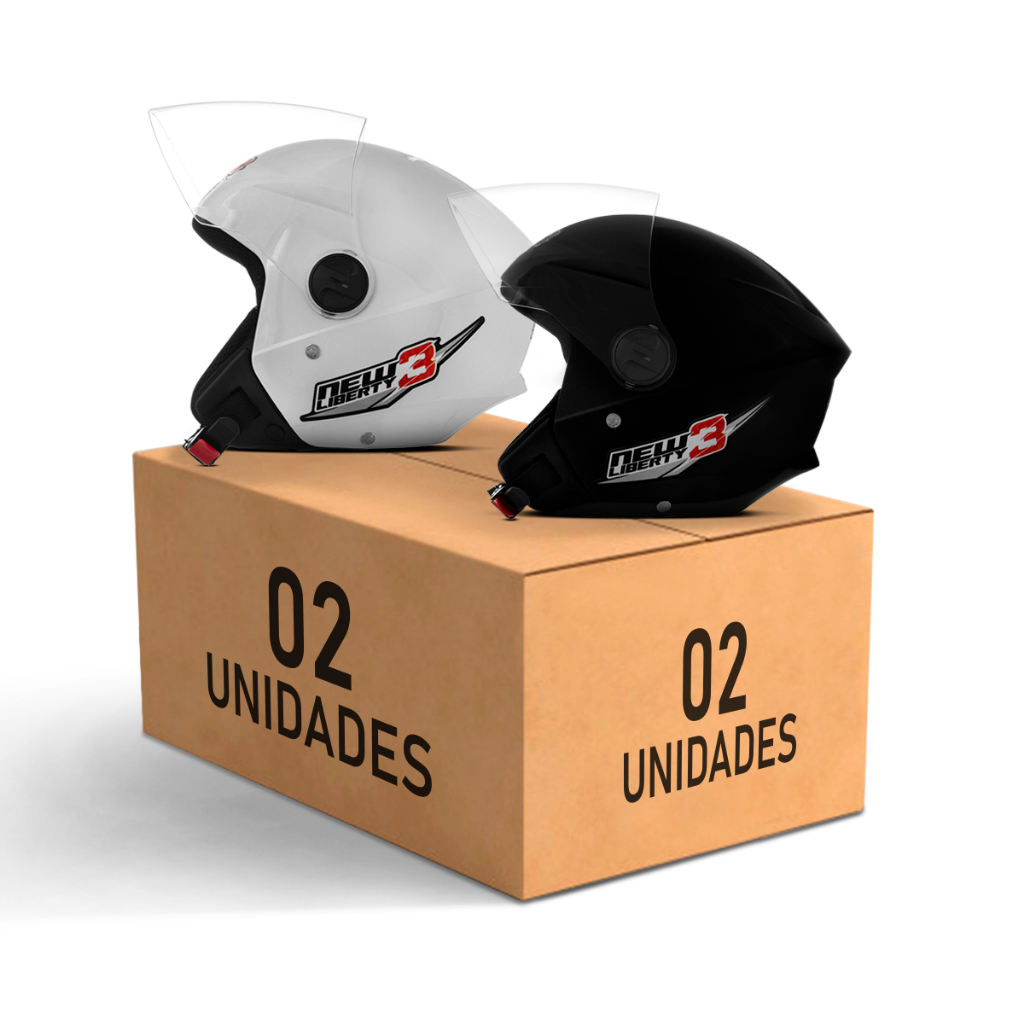 Capacete Feminino Masculino New Liberty 3 Three Pro Tork Kit 2 Unidades Viseira Cristal Moto