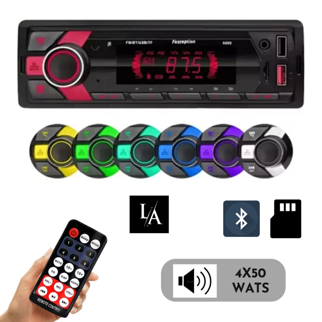 Rádio Mp3 Som Automotivo Bluetooth 7 Cores 200w Pen Drive Sd