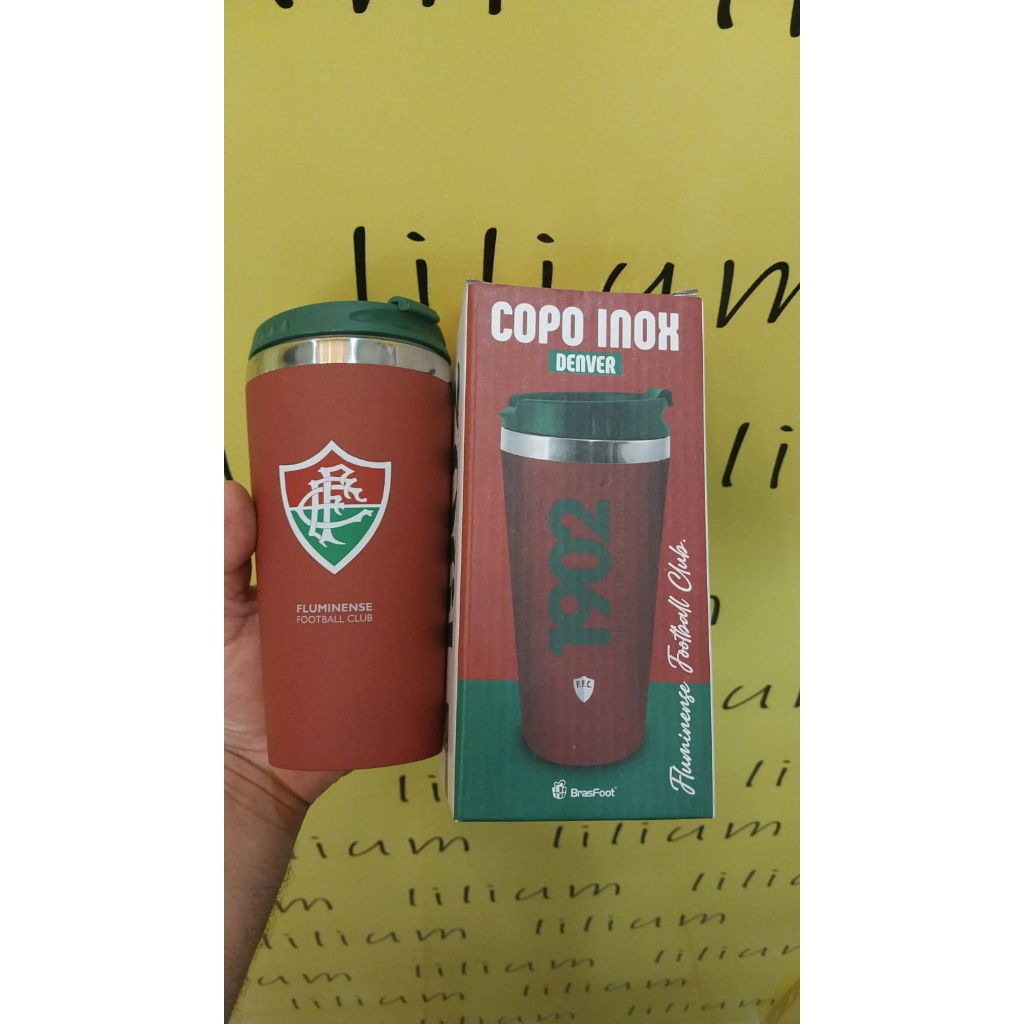 Copo térmico emborrachado 450ml Oficial do time Fluminense