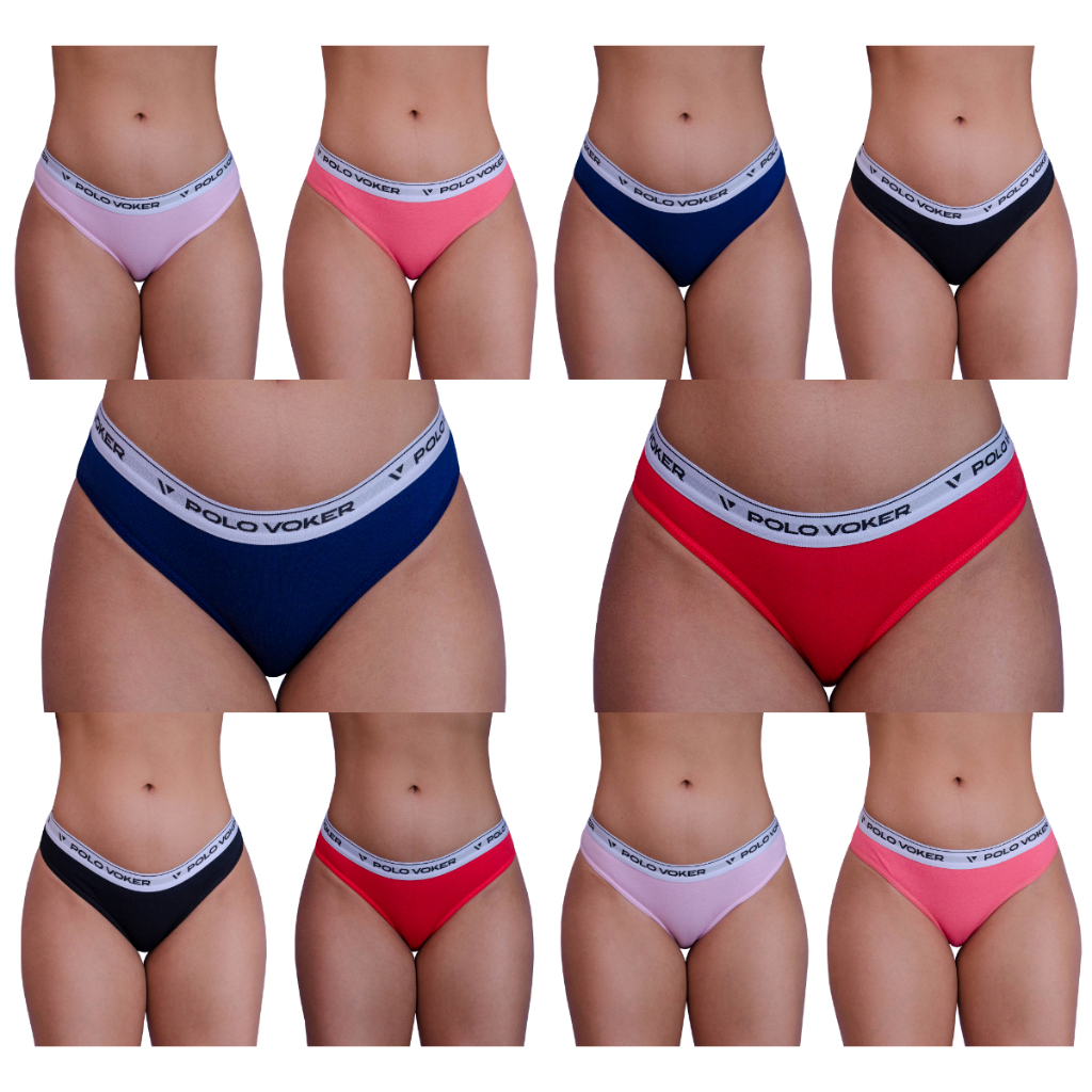 Kit 10 Calcinhas Elastico Algodão Voker  P M G GG - Women Clothes