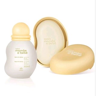 Conjunto Água de Colônia Mamãe e bebê Flor de laranjeira com Saboneteira Mamãe e Bebê variações a escolher