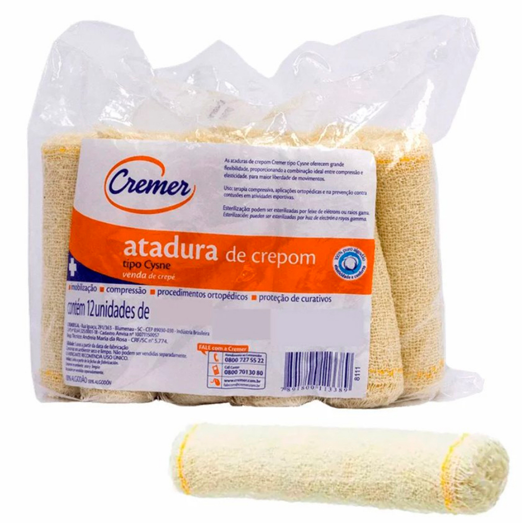 Atadura De Crepom Cysne 15cm X 1,180m Com 12 Unidades