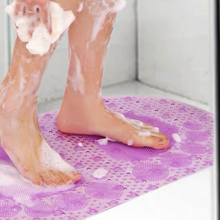 OFERTA Tapete Banheiro Box De Plastico C/ Ventosa 33x63cm Para Grudar Com Bolinha De Massagear Banho em Oferta na Shopee