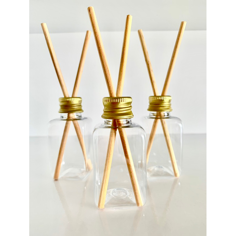 50 Frascos Pet 42ml Quadradinhos com tampa de metal e varetas em Oferta na Shopee