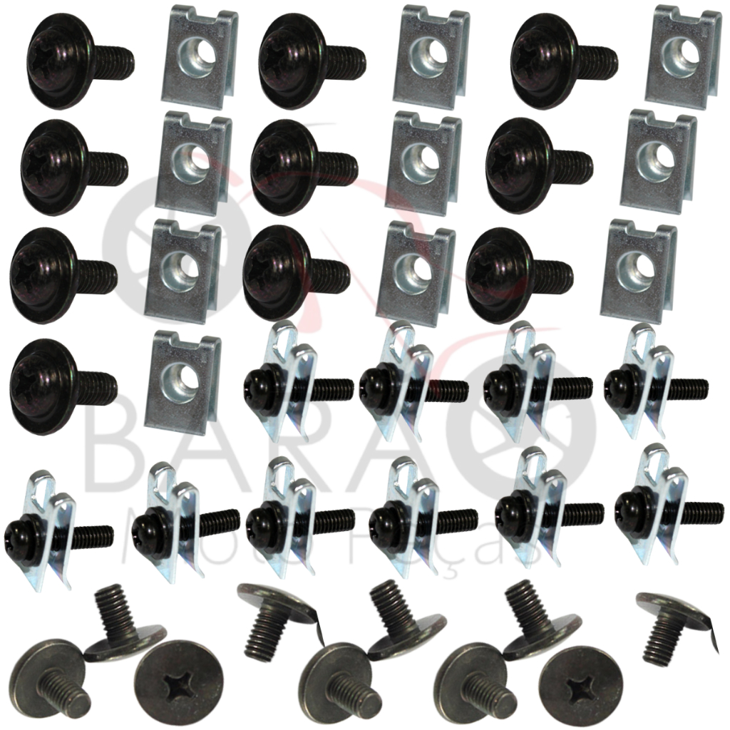 kit 30 Parafuso Bico Frontal carenagem farol + Parafuso Protetor Pernas Biz 100 /Biz 110i/Biz 125 Mod. Original