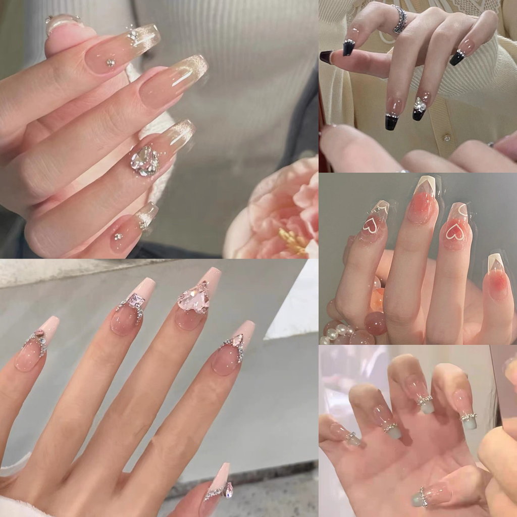 12pçs unhas postiça realista enviar aleatório /12pçs Unhas Postiças Curtas Com design manicure Prensa Sobre Arte