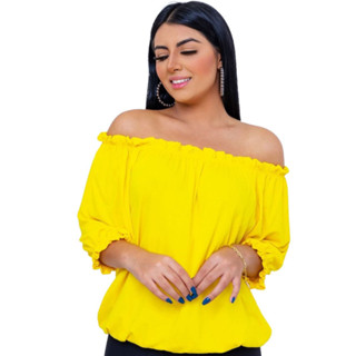 Blusinha Ciganinha Feminina: Manga Curta Soltinha e Elástico - Tendência Ombro a Ombro Blusa CIGANA em Oferta na Shopee
