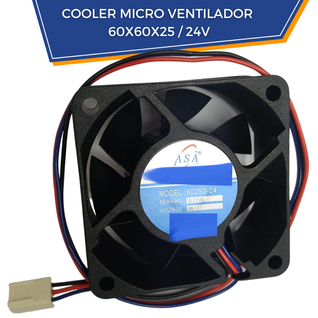 Microventilador Cooler 60x60x25mm 24 Volts Asa 6025s-24 ventoinha Fan 60x60 25mm Fan 24v 60x60x25mm 24v 0,22 Amp 60mm