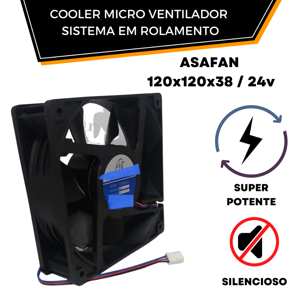 Ventlador Cooler Micro ventilador Fan Ventoinha 120x120x38 24v 120mm Asafan Original