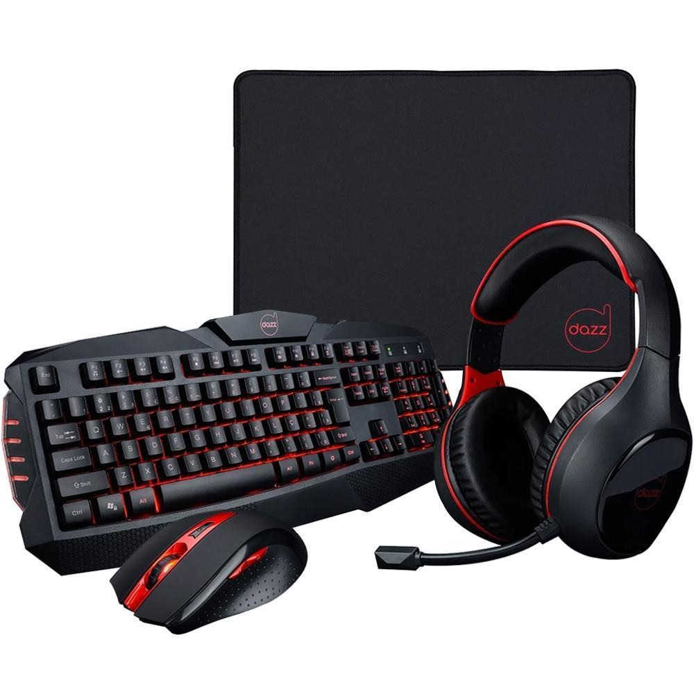 Kit Gamer Dazz Arsenal 4 Em 1 RGB Teclado Mouse Headset Mousepad USB P3.