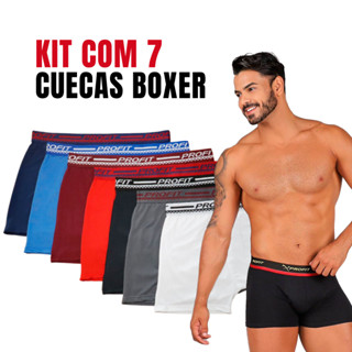 Kit 7 Cuecas Boxer Adulto de Microfibra Masculina Lisa Box