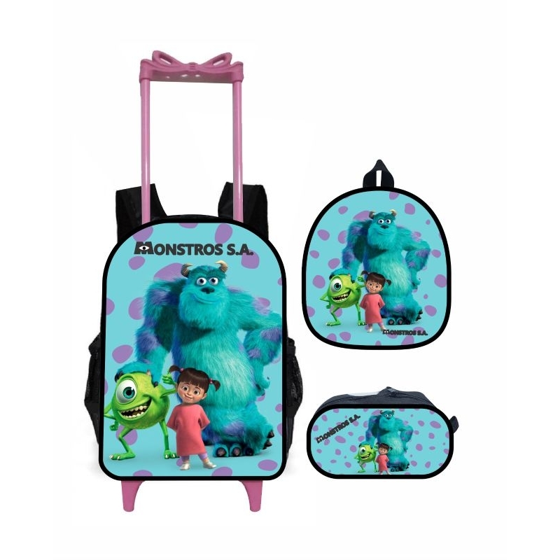 mochila monstros S.A. SA kit escolar mochila com carrinho