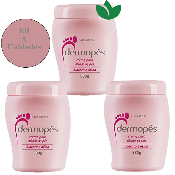 Kit 3 Unidades DERMOPÉS Creme Para AFINAR OS PÉS 230g ABELHA RAINHA em Oferta na Shopee