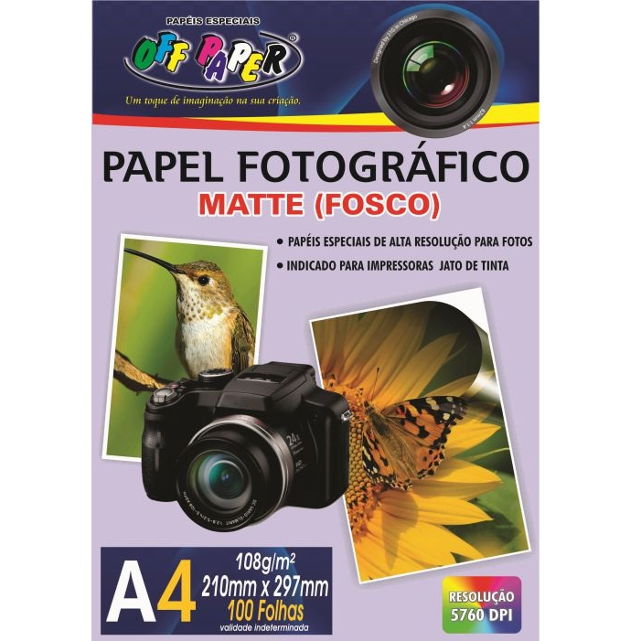 Papel Fotográfico A4 Matte Fosco 108g 180g Off Paper 100 Folhas em Oferta na Shopee