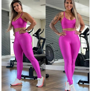 conjunto legging mais top com bojo fitness academia 3d reforço nas costura