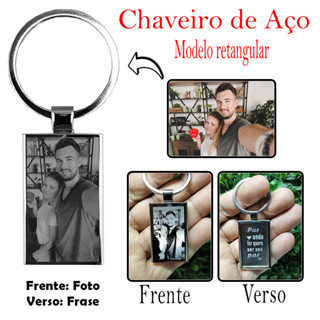 Chaveiro de Aço Personalizado Foto Casal Namorados Família Filhos Presente Lembrança Pai - Fotogravação