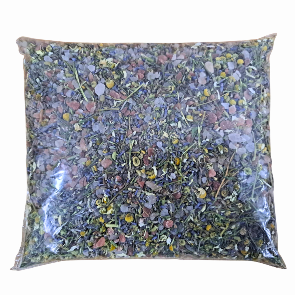 Escalda Pés Relaxante 1Kg - Alfazema Azul (Lavanda), Camomila e Sal do Himalaia Grosso