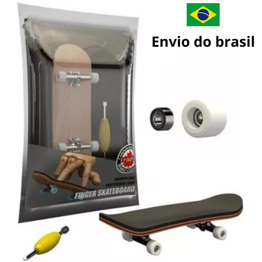 skate dedo com rolamento shape em madeira brinquedo profissional