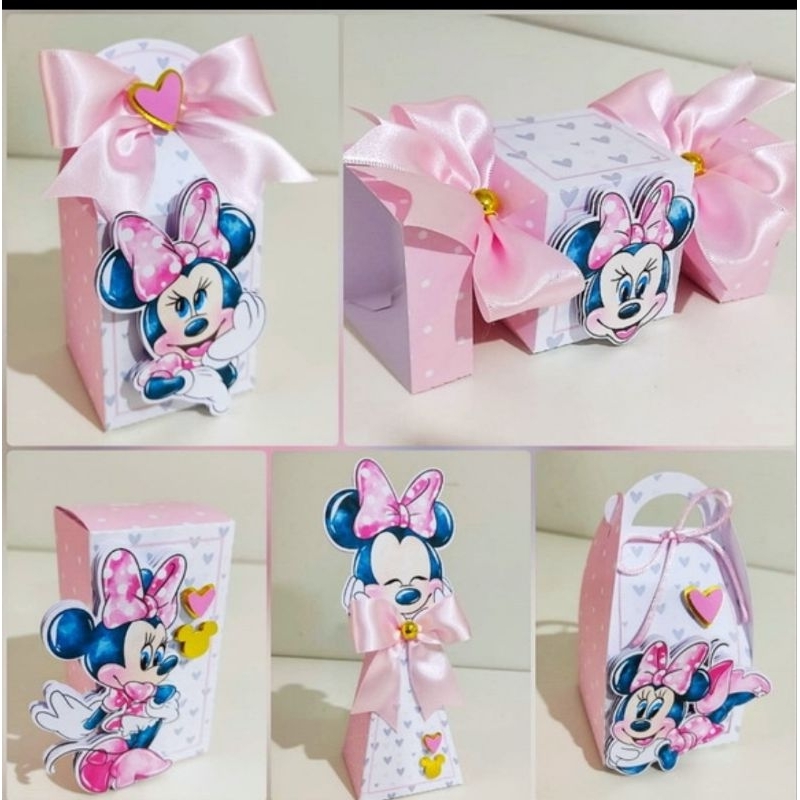 Kit PEGUE E MONTE  MINNIE ROSA AQUARELADO | Lembrancinhas| Festa infantil | Aniversário|Caixinhas Personalizadas