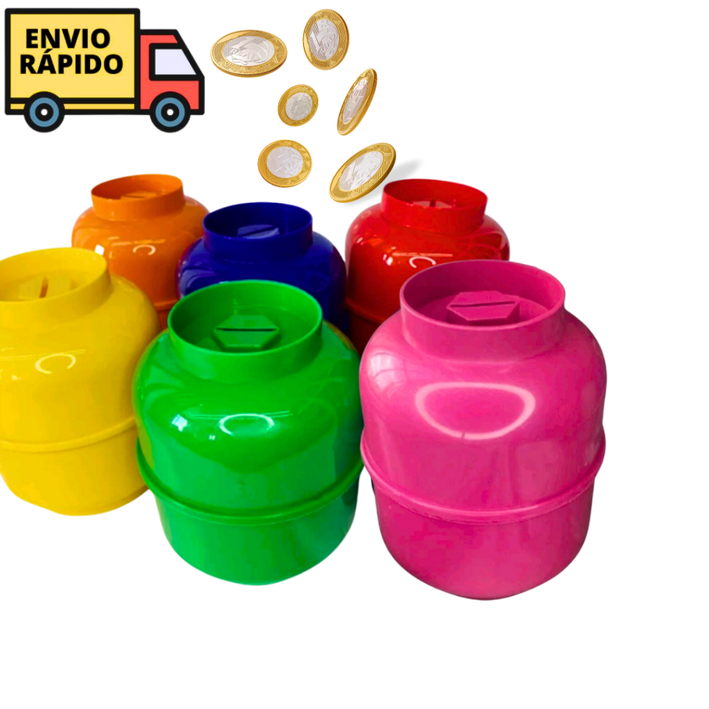 Cofre De Botijão Para Moedas De Plástico Rígido 17 cm Cofrinho Para Economias De Adultos e Crianças