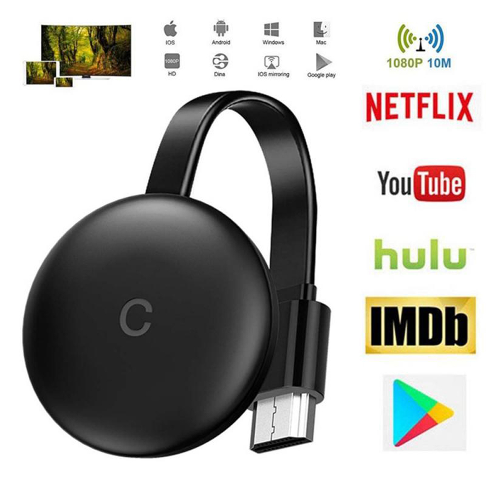 G12-TV Vara para Chromecast 3, Tela Wi-Fi, Compatível com HDMI, Dongle sem fio, Miracast, Airplay, Google Home, Netflix, YouTube