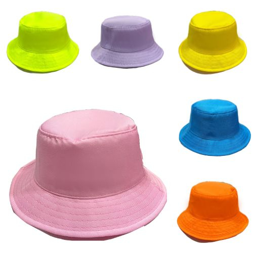 Chapéu Bucket liso Infantil Masculino Feminino Aba reta Balde Hat Praia Piscina Verão para bebê 1-5 anos