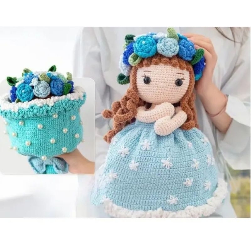 Boneca buquê/ boneca reversível/ boneca amigurumi